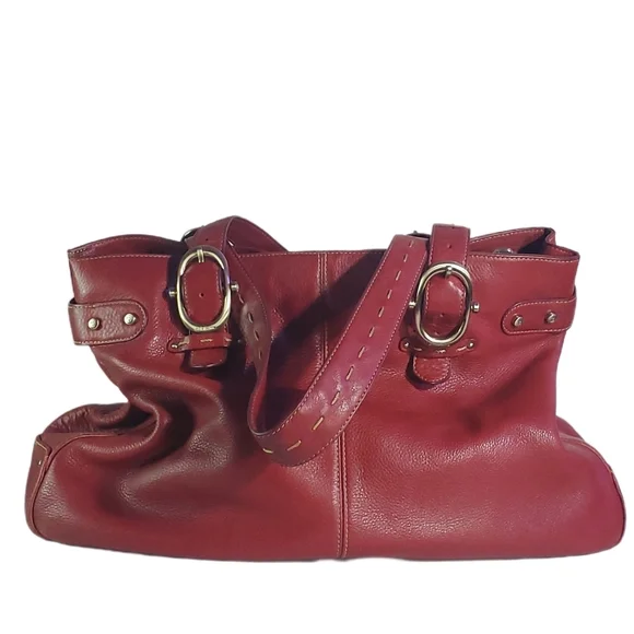 LIZ CLAIBORNE Vintage Liz Claiborne Genuine Red Leather Shoulder Bag 1980's EUC - Picture 7 of 14